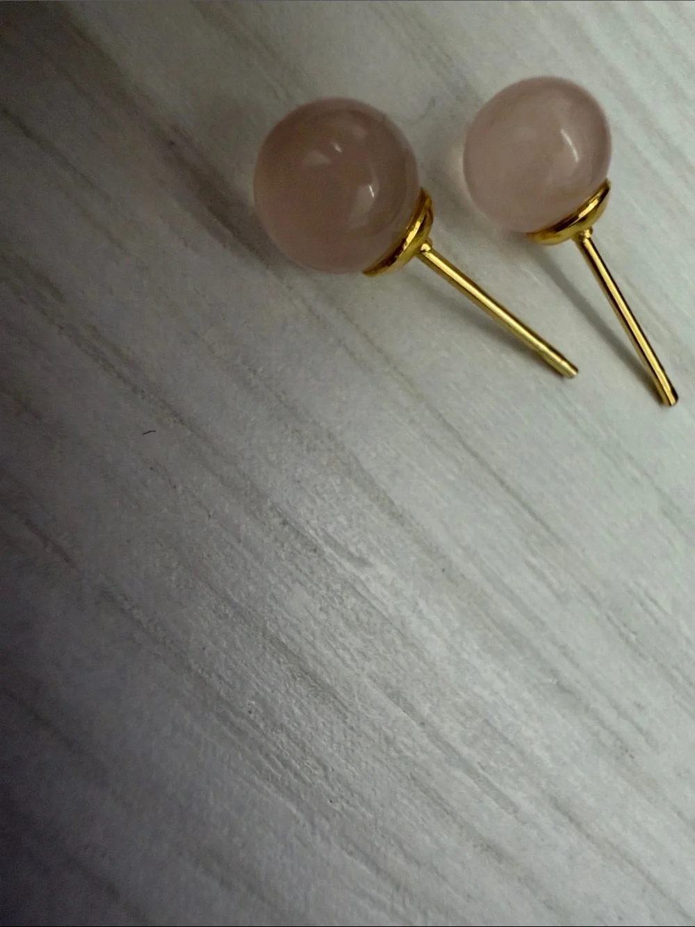 Gold-Trim Pink Stone Stud Earrings - Women Jewelry